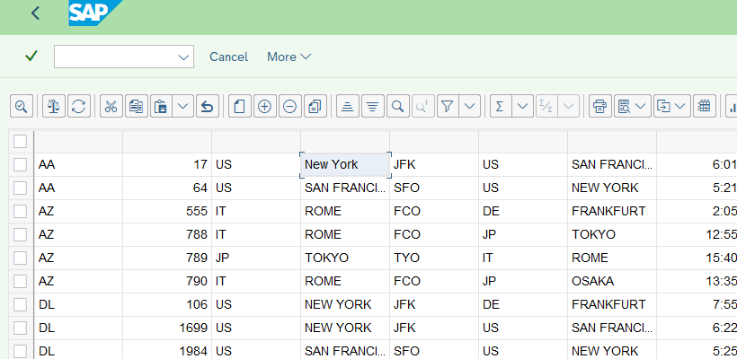 Example syntax alv grid list